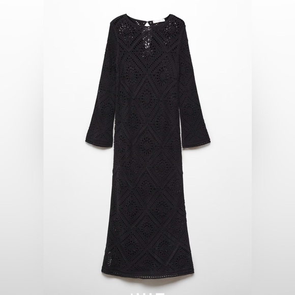 MANGO Flared-sleeve crochet dress - Picture 7 of 9